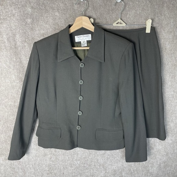 Rena Rowan Dresses & Skirts - Rena Rowan for Saville Women's 2PC Skirt Suit 14P Olive Green Lined Career Set
